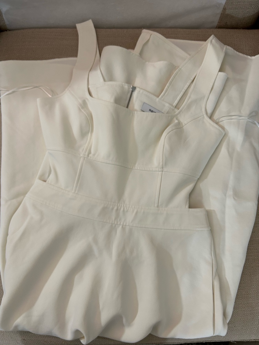 REISS Dina Waisted Midi Dress UK10/US6 Ivory Classic Party Event - Picture 4 of 9